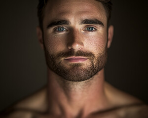 Obraz premium Man portrait close up, handsome male portrait close up