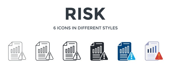 Risk  Icon In Different Style Vector Illustration. Designed In Thin Line, Regular Line, Bold Line, Glyph, Color Fill, And Flat Style Can Be Used For Web