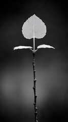 Simple sprout grows in nature, leaves are visible in the background
