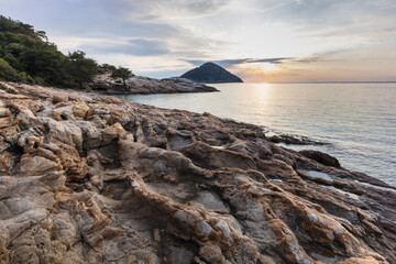 Paradise beach at sunrise. Greece