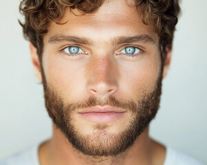 Obraz premium Man portrait close up, handsome male portrait close up