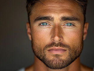 Obraz premium Man portrait close up, handsome male portrait close up