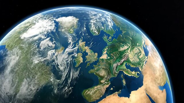 Blick auf die Erde aus dem Weltraum mit leuchtender Atmosph&auml;re