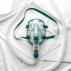 oxygen mask focused lying on white background top