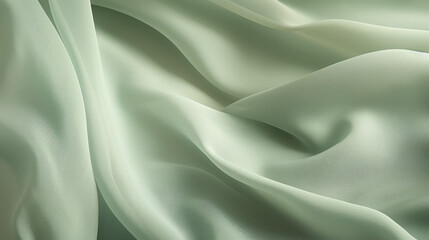 Fototapeta premium Soft green fabric drapes elegantly, creating gentle waves and textures