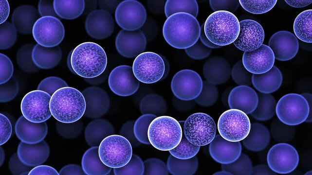 Abstract Purple Pattern of Spheres Microscopic View of Cells and Molecules with Glowing Effect and Intricate Designs
