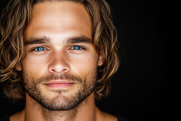 Obraz premium Man portrait close up, handsome male portrait close up