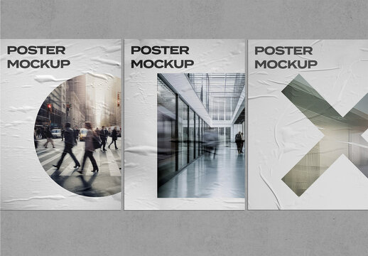 Mockup of Urban Posters on Street Concrete Wall