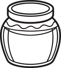 honey jar line art, black outline, vector and illustration, coloring book page line art drawing