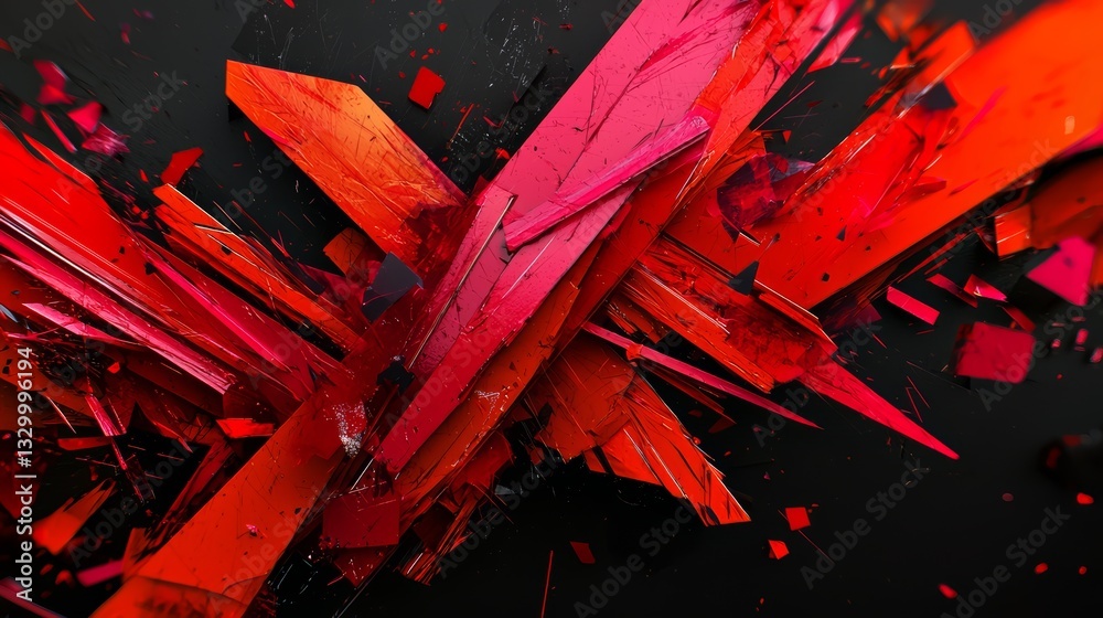 Poster red and black abstract painting with a lot of red splatters. the splatters are in different sizes an
