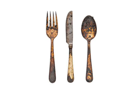 two forks and a fork Cutout and isolated and transparent background image