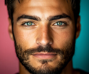 Obraz premium Man portrait close up, handsome male portrait close up