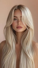 Naklejka premium A blonde woman with long hair and a pale skin tone