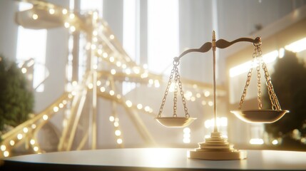 Scales of Justice in Festive Hall