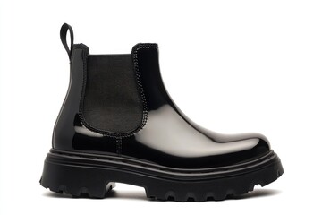 side profile womens ankle rainboot with neoprene fabric detail and chunky sole