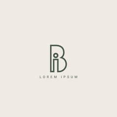 Letter BI line logo design. Linear creative minimal monochrome monogram symbol