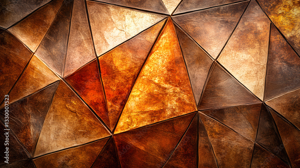 Poster highly abstracted design featuring a block of polygonal textures in a unique arrangement to create a