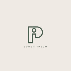Letter Pi IP line logo design. Linear creative minimal monochrome monogram symbol