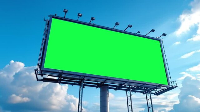 Large billboard advertising of cloud and blue sky in dat light background green screen time lapse. Mock up concept 4k Video. generated with AI