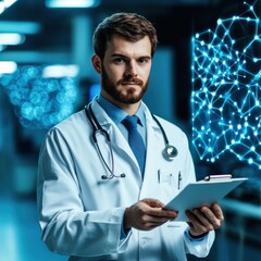 Healthcare Technology Concept Doctor in a Smart Hospital Setting