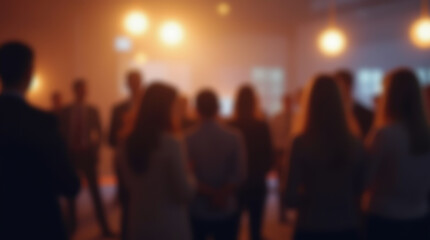 Casual communication of colleagues at a corporate event in a work setting