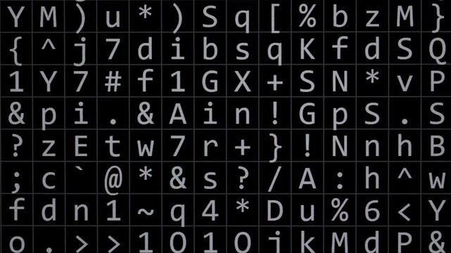 Encryption and information security technologies, abstract background of computer symbols close-up