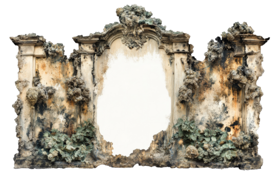 a mirror with a white background and a piece of art Cutout and isolated and transparent background image