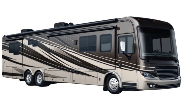 Large modern class a recreational vehicle isolated on transparent background