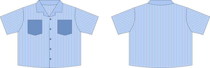 Boxy Short Sleeve Striped Shirt streetwear Mockup Vector Set