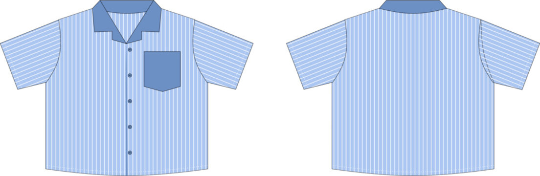 Boxy Short Sleeve Striped Shirt streetwear Mockup Vector Set