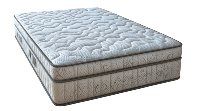 Comfortable double mattress isolated on transparent background