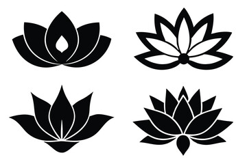 set of lotus flowers