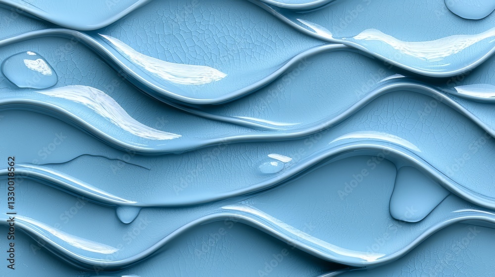 Aufkleber the image is of a blue wave with water droplets on it. scene is calm and serene, as the water drople