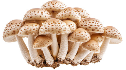 Honey mushrooms growing together on transparent background
