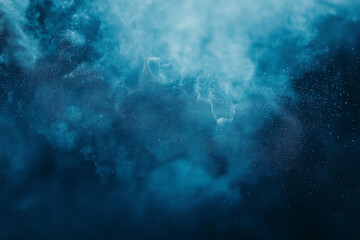 Obraz premium Blue light leaks and gradient over an abstract grainy background. Grainy colorful warm blue light leaks on a black background with a dust texture. Blue wavy abstract background for presentation