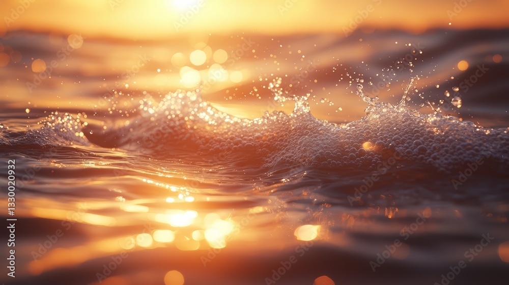 Aufkleber The water is splashing and the sun is shining on it. The water is calm and the sun is reflecting on it