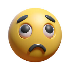 Fototapeta premium sad emoji, 3d render, yellow
