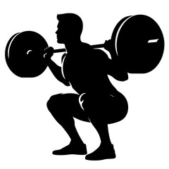 Man squatting with barbell silhouette