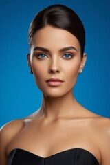 Fototapeta premium arafed woman in a black dress posing for a picture