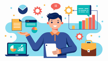 Cuttingedge technology allows marketers to transform raw data into captivating stories that captivate and engage potential customers.. Vector illustration