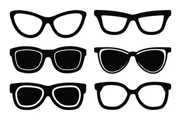 Vector illustration of a set of sunglasses and glasses as fashion accessories