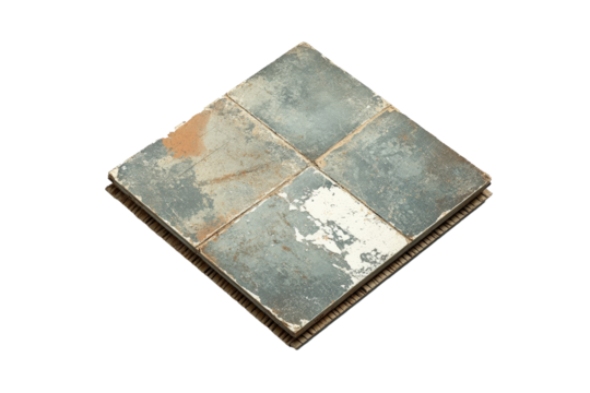 a square tile with a brown and blue pattern Cutout and isolated and transparent background image - Powered by Adobe