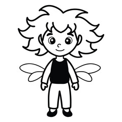 A cartoon angel with butterfly wings, a cherub-like child illustration in a fantasy art style