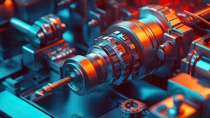 Obraz premium Complex Machinery Gears Close-up Bright Colors