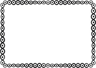 Rectangular border with dots inside a wavy line. Vector illustration made with lines and dots creating a rectangular border