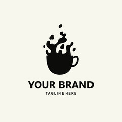 black coffee cup and splash logo illustration