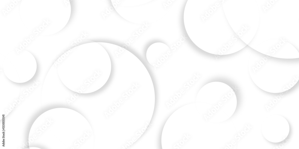 Poster Abstract background with circle white abstract geometric background with soft light white paper circles in design .Gray abstract. Modern design background for report and project presentation template.