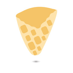 A charming digital illustration of a waffle cone with a golden brown texture and a delicious topping. Designed with a transparent background