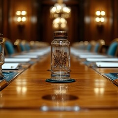 Cabinet meeting; table centerpiece; ornate room