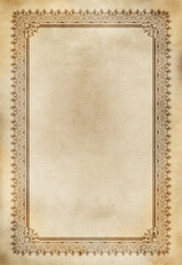 Bad condition grunge paper background with decorative vintage frame.